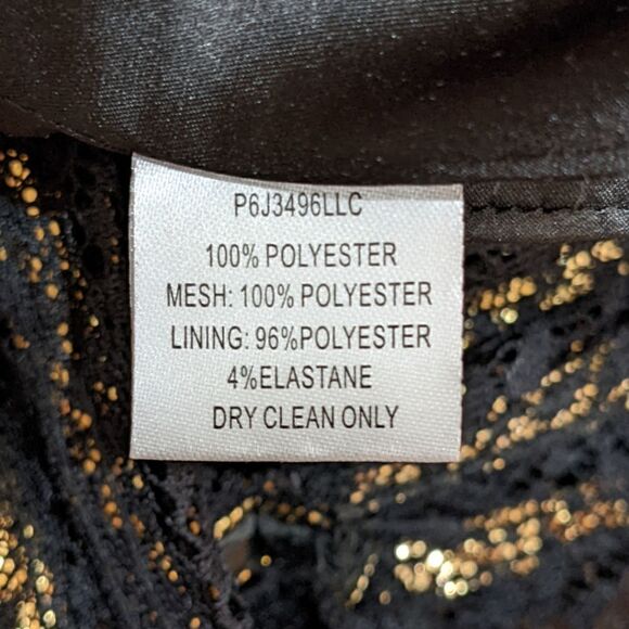 Parker Black & Gold BodyCon Form Fitting Midi Dress Size S - Picture 7 of 7